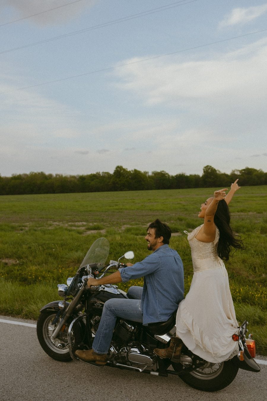 Hana and Jaydon on a motorcycle