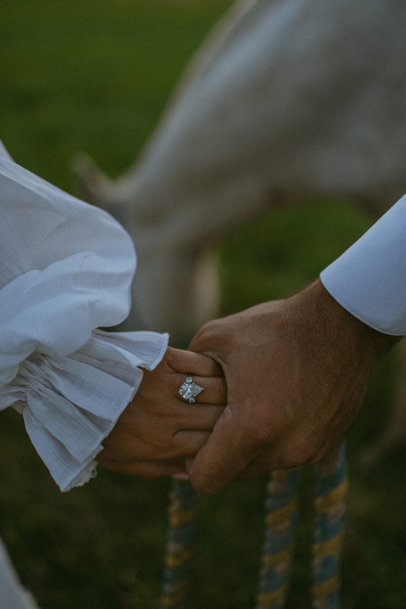 Close-up of engagement ring